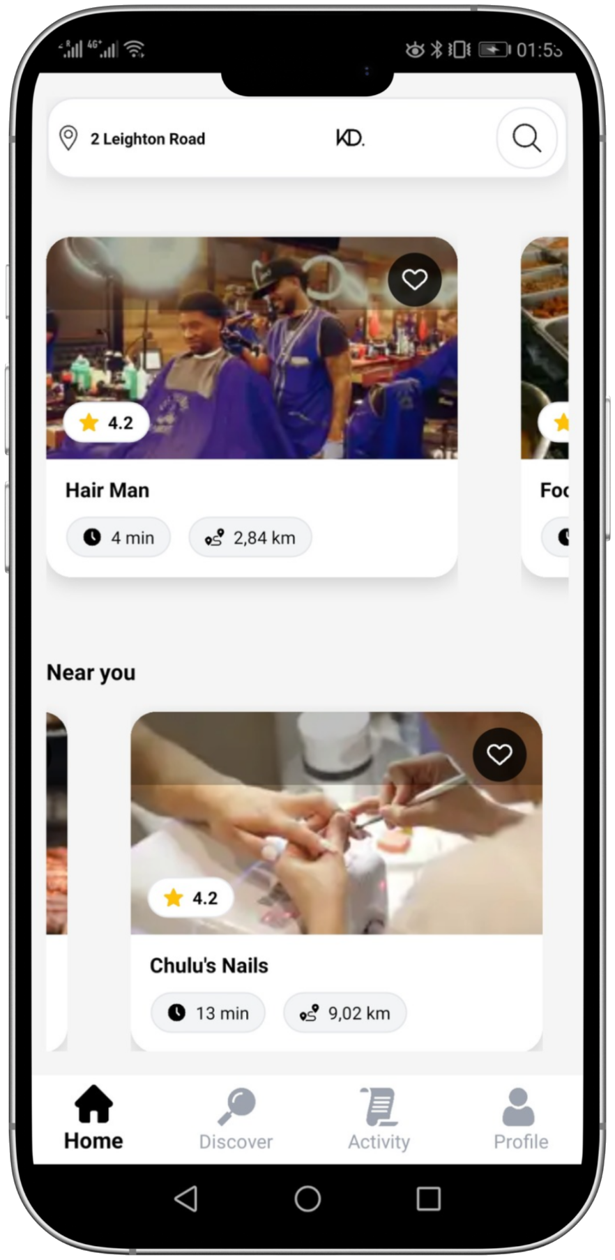 Kkasi Dash app showing nearby vendors
